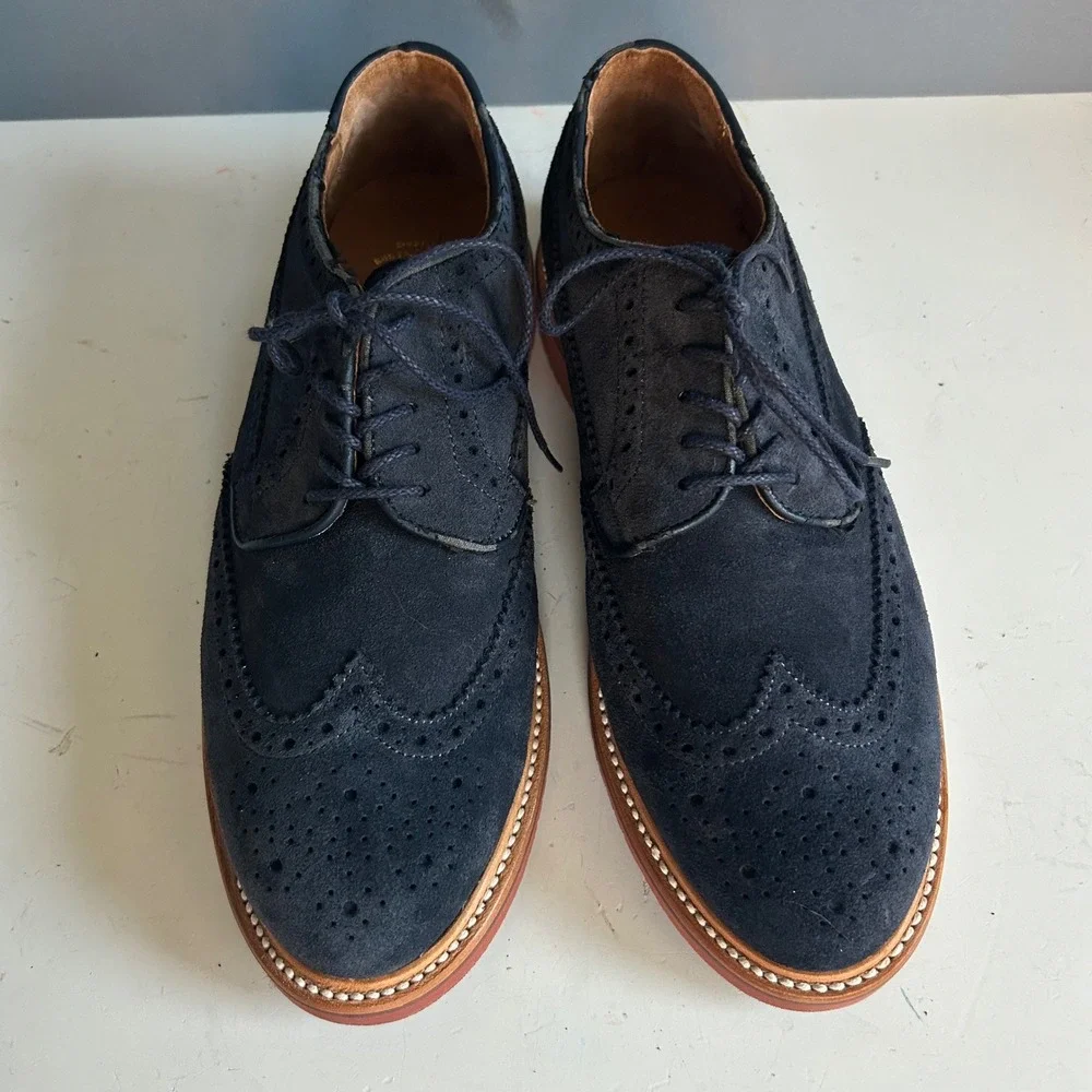 J. Crew dress shoes Men's 8.5 Oxford Ludlow‎ Suede Leather Blue Preppy Career